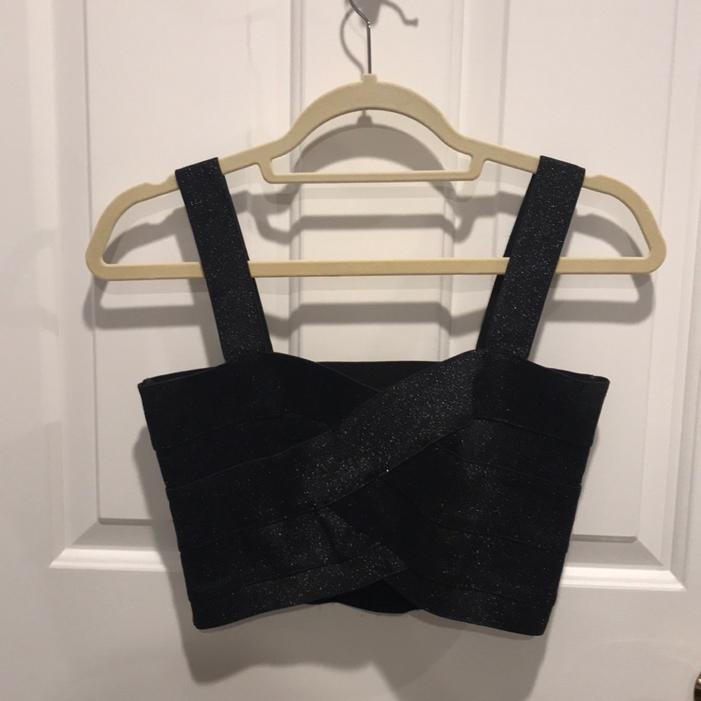 Black sparkly crop top